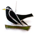 Blackbird Suncatcher Stained Glass British Bird Handmade 