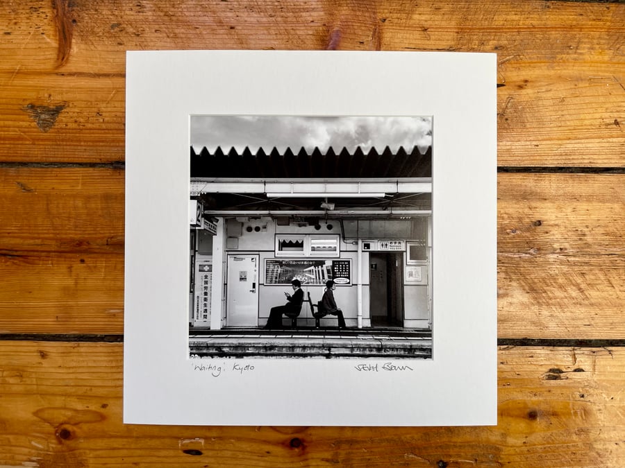 ‘Waiting, Kyoto’  Signed square Mounted Print 30 x 30cm