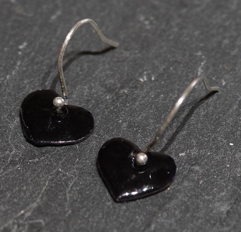 Heart shaped enamel earrings