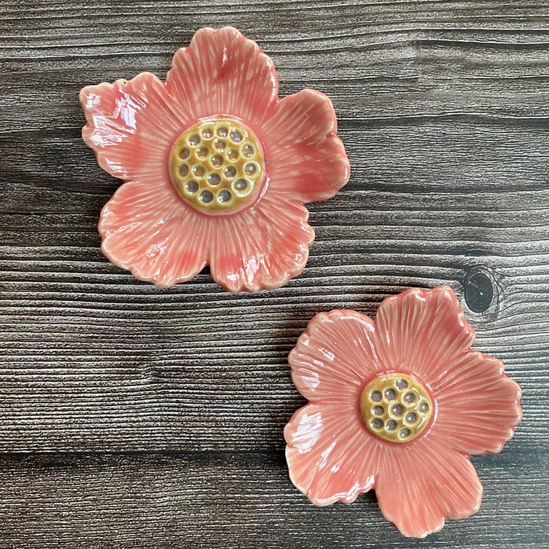 Perfectly Imperfect Set of Two Pink Flower Dishes
