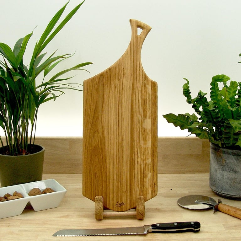 Rustic Serving Paddle Board: Solid Oak Chopping Platter, Handmade UK