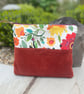 Bright flowers and corduroy book pouch zip bag clutch