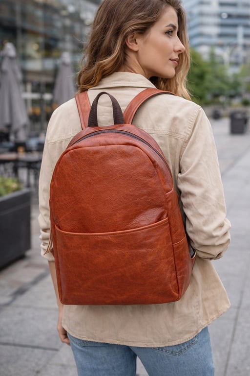 Leather backpack brown tan leather unisex rucksack leather shoulder bag 