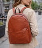 Leather backpack brown tan leather unisex rucksack leather shoulder bag  - Image 1
