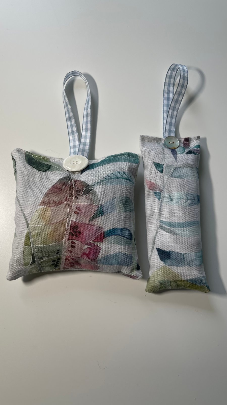 Two handmade fabric lavender sachets