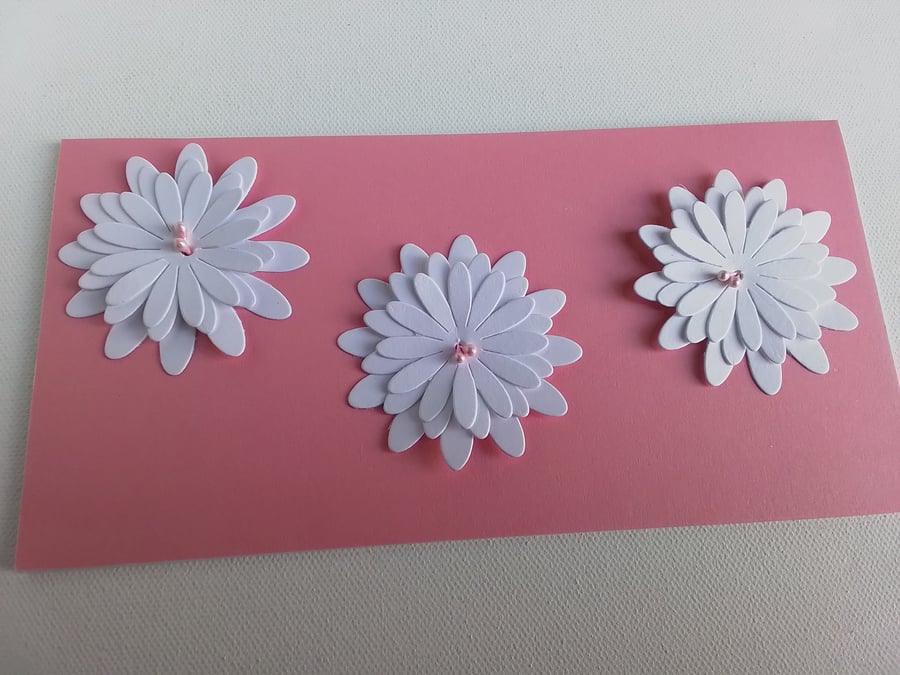 Birthday card. Thank you card. Handmade flowers. CC847