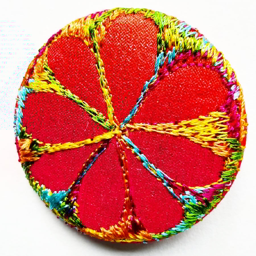 Badge 45mm Multicoloured Flower Textile Badge 
