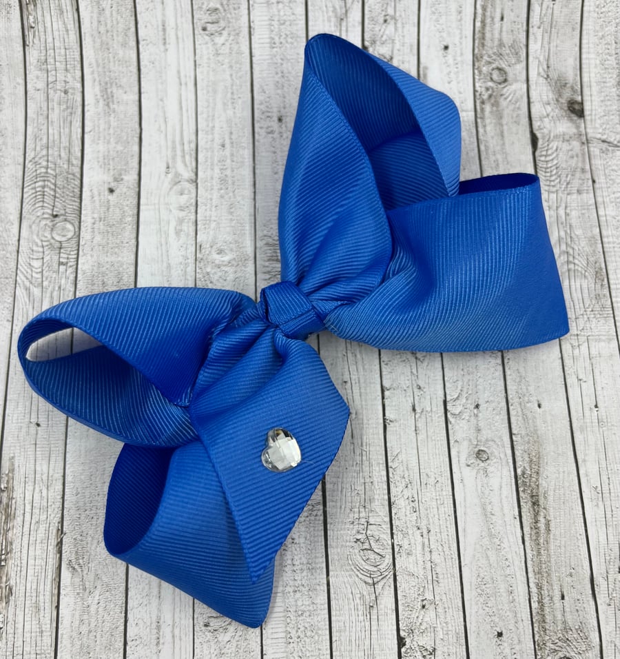 Royal Blue 8 inch BoBo Bow on Clip