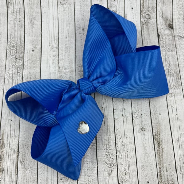 Royal Blue 8 inch BoBo Bow on Clip