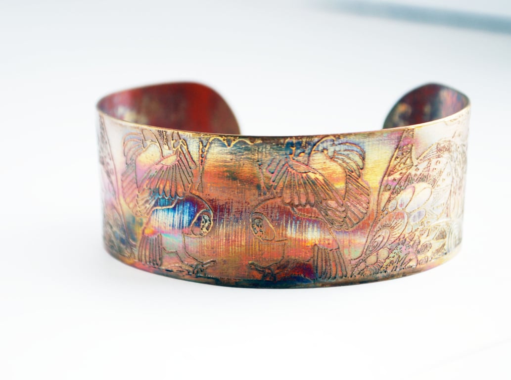 Medium copper owl cuff, symbol of Athene