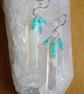 Amazonite and Mother of Pearl Shell Drop Earrings, Silver Shell Dangle Earrings - Image 3