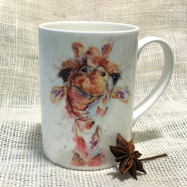 Gerald Giraffe Bone China Mug, 10oz Wildlife Art Mug by Watercolour Artist Sandi