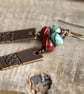 Red & Turquoise Copper Drop Earrings - Image 4