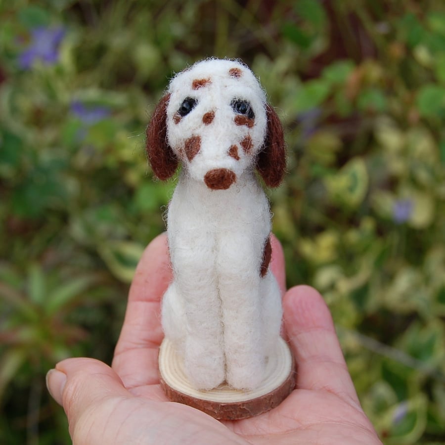 Needle felt wool Cocker Spaniel Dog 3.5 ins tall, wool dog, 