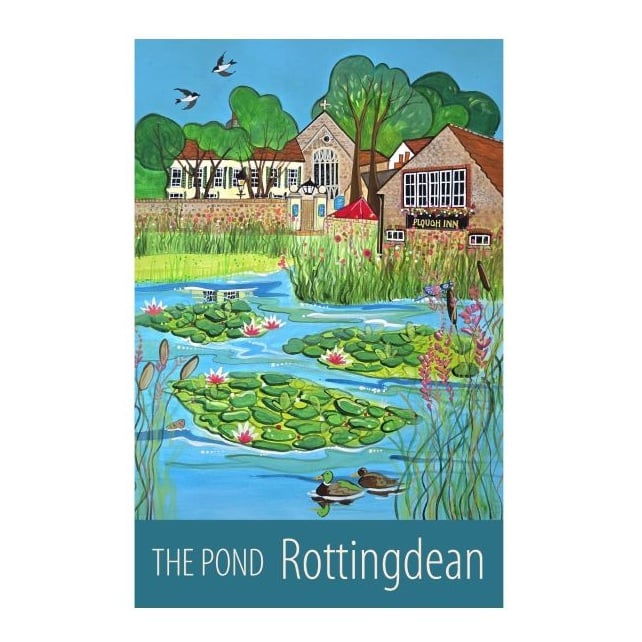 Rottingdean Pond travel poster print by Susie West