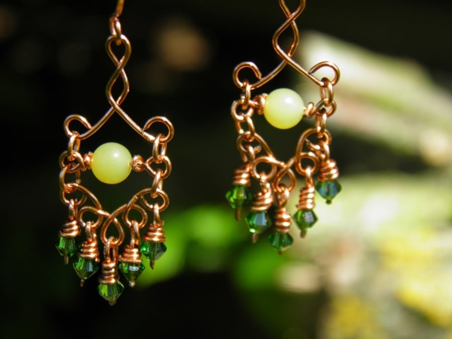 New Jade Copper Wirework Earrings