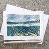 Tide's Coming In. Handpainted Blank Card. Original Painting Paper Art. 