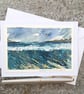 Tide's Coming In. Handpainted Blank Card. Mixed Media Art