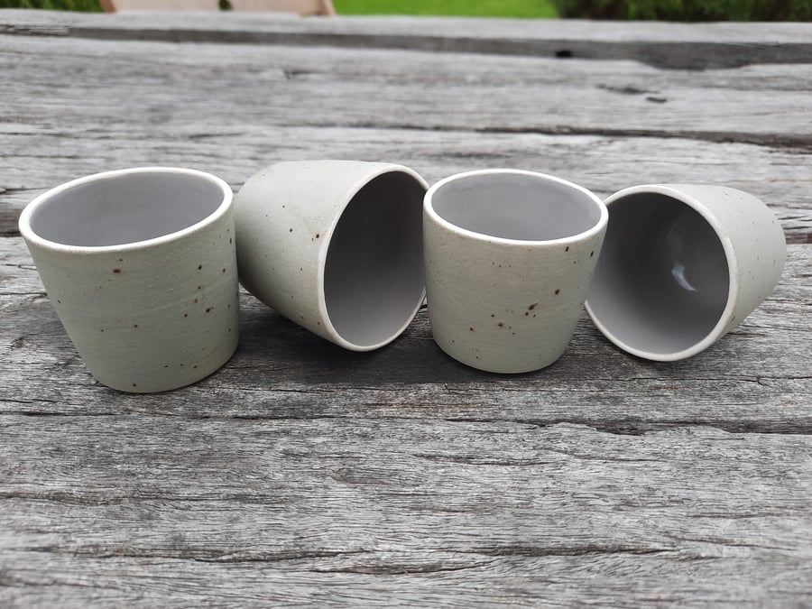 3oz Hand thrown taupe and  grey ceramic espresso cup
