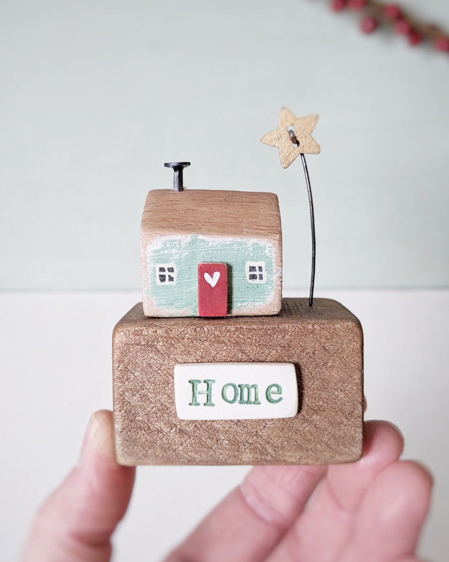 Little Wooden Cottage with Star 'Home'