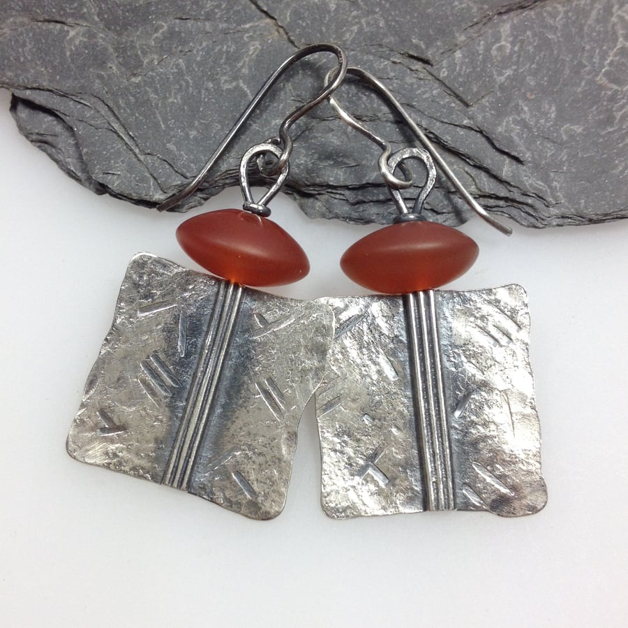 Carnelian and silver Core earrings