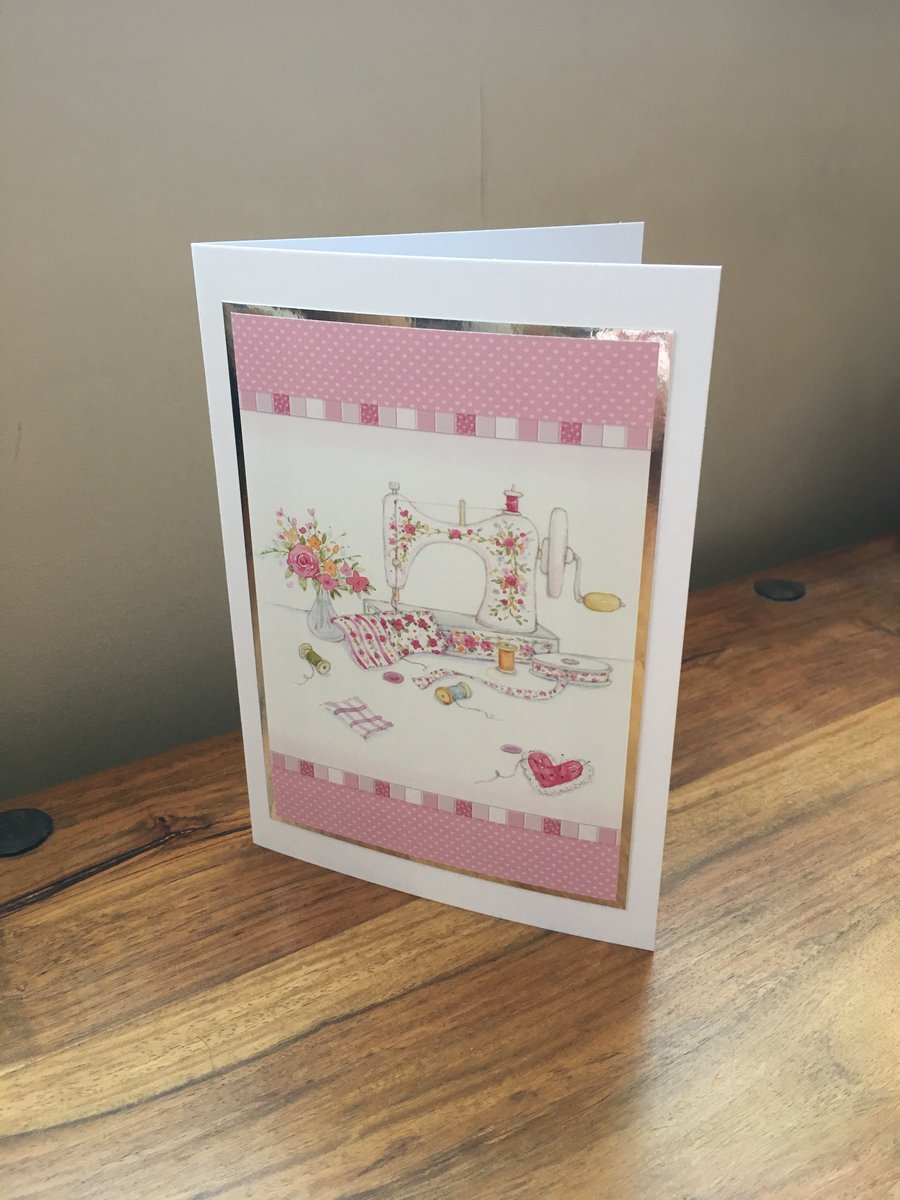 Sewing Machine Card - Blank Inside - Any Occasion - 7" x 5"