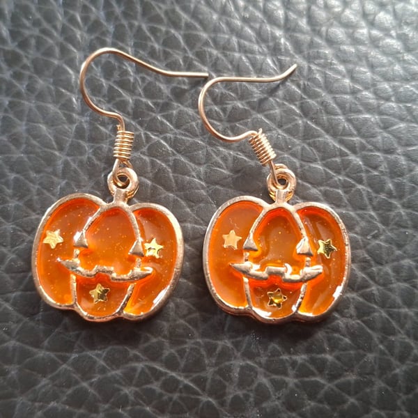 Halloween themed earrings-orange pumpkin 