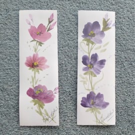 hand painted original art laminated set of 2 bookmarks ( ref F403.C1 )