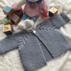Hand Knitted ‘Fearne’ Baby Girl’s Cardigan (0-3 months)