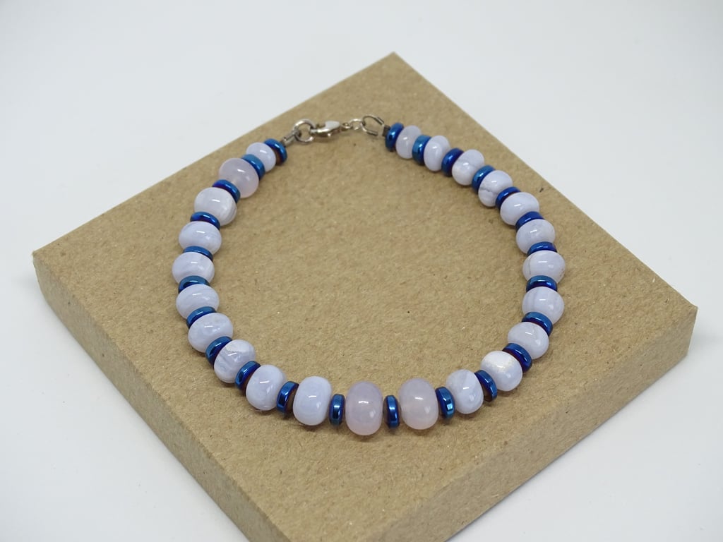 Chalcedony & Blue Haematite Bracelet 