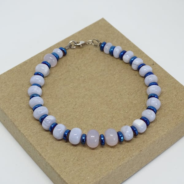 Chalcedony & Blue Haematite Bracelet 