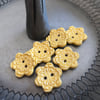 Set of six little handmade ceramic buttons yellow