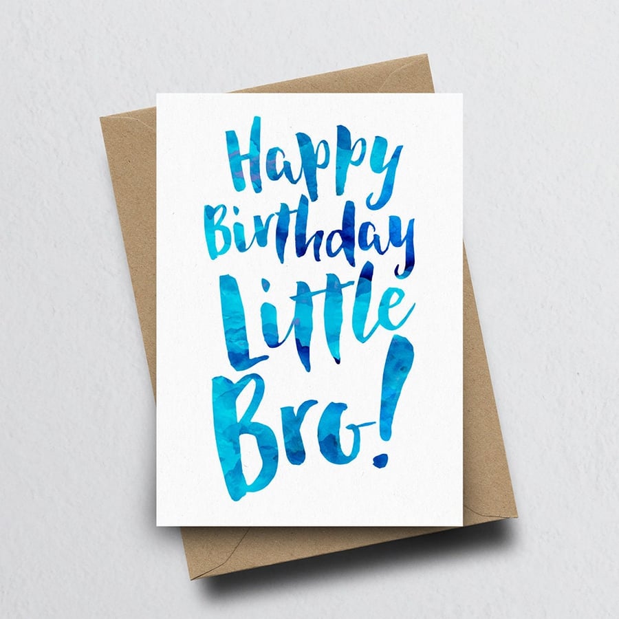 Happy Birthday Little Bro Greeting Card - Brother Birthday Card, Little Brother