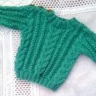 Green Cabled Round Neck Jumper, Child's Jumper, Baby's Jumper, Toddler's Jumper