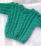 Green Cabled Round Neck Jumper, Child's Jumper, Baby's Jumper, Toddler's Jumper