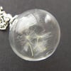 Real Dandelion Seeds Glass Globe Necklace - MAKE A WISH, Mothers Day