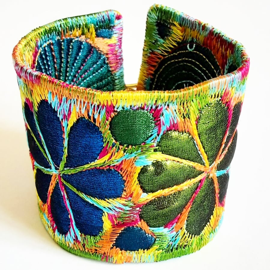Textile - Cuff - with Free Machine Embroidery 