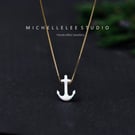 Opal Anchor Necklace With 925 Sterling Silver Chain