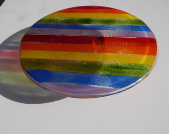 Stripy Rainbow Fused Glass Cakestand