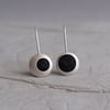 Black Disc Sterling Silver Drop Earrings
