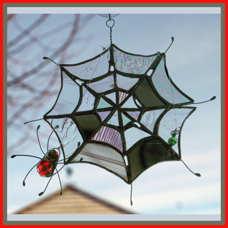 Spider Web Stained Glass Suncatcher