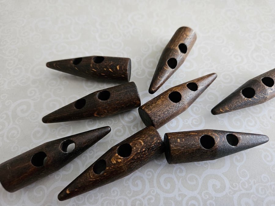 2 & 14" Vintage PENCIL Shape Toggle 56mm x 16mm Wood look plastic x 4