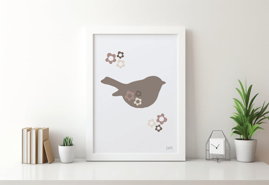 Floral Bird A4 Art Print 