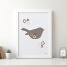 Floral Bird A4 Art Print 