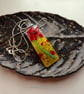 Handmade Fused Glass Pendant Necklace Poppy-field with large Red Poppy - Image 2
