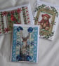 Set of 3 (Three) Beautiful Hand-Crafted Christmas Decoupage Greeting Cards (n)
