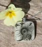 Iridiscent Fused Glass Pendant White with Black Circles, Fused Glass necklace F6 - Image 2