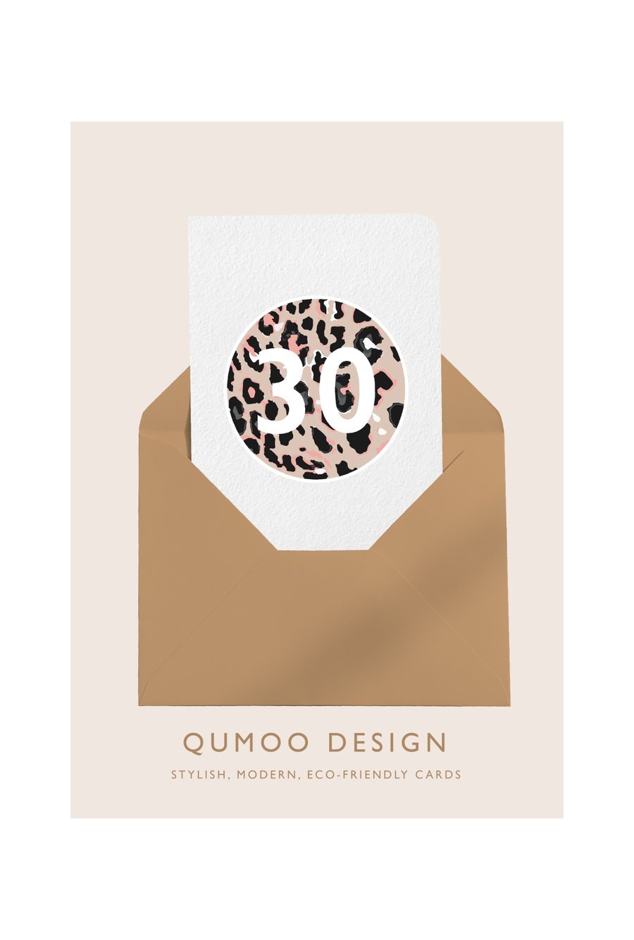 30th birthday wedding friend Leopard Print Circle Trendy funky card (QM321)