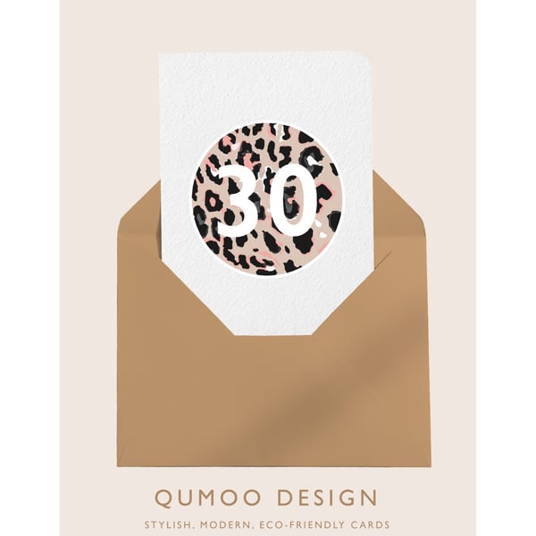 30th birthday wedding friend Leopard Print Circle Trendy funky card (QM321)