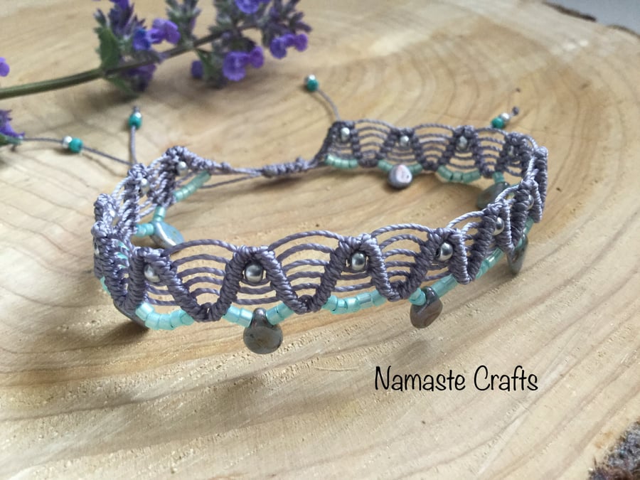 Gorgeous micro macrame beaded anklet, ankle bracelet, hippie anklet, yoga